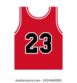 Basket ball red jersey number 23 icon vector illustration 