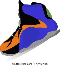 Basket Ball Shoes And Sneakers Illustration, Athletic Sport Typography