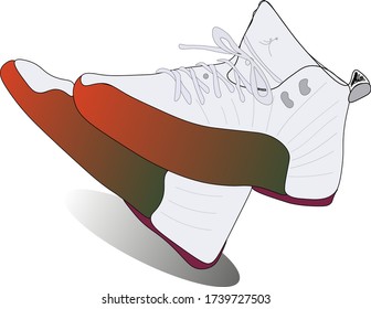 Basket Ball Shoes And Sneakers Illustration, Athletic Sport Typography