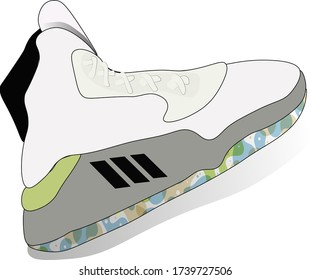 Basket Ball Shoes And Sneakers Illustration, Athletic Sport Typography