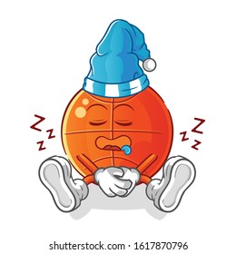 basket ball sleeping with sleeping hat cartoon. cartoon mascot vector