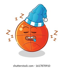basket ball sleeping with sleeping hat cartoon. cute chibi cartoon mascot vector