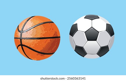 basket ball and soccer ball vector isolated