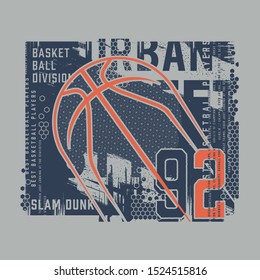 Basket Ball Sport Athletic Typography, Tee Shirt Graphics, Vectors