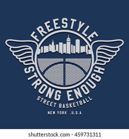 basket ball sport freestyle typography, t-shirt graphics, vectors