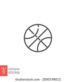 Basket Ball sport icon. Sport league equipment. basketball style, silhouette pictogram. Suitable for website design logo app. Editable stroke Vector illustration. Design on white background. EPS 10