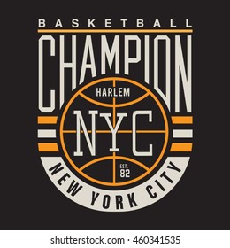 Basket ball sport typography, t-shirt graphics, vectors