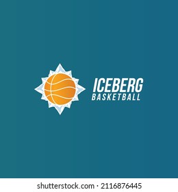 Basket ball surrounded by ice berg vector logo icon sign symbol design concept