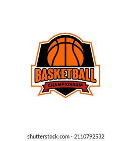 Basket Ball Team Logo Design Concept Template Isolated in White Background