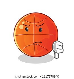 basket ball thumbs down angry cartoon. cute chibi cartoon mascot vector
