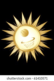 basket ball trophy gold on a black background