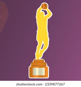 Basket Ball Trophy vector illustration with a basket ball on top