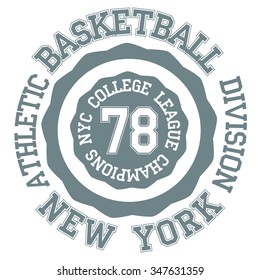 Basket ball typography, t-shirt new york - vector