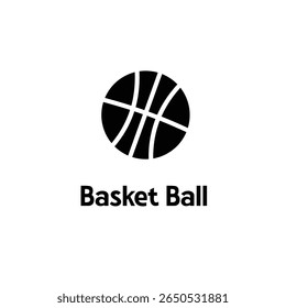 Icono o logotipo de la silueta del Vector de la bola de la cesta, artículo deportivo