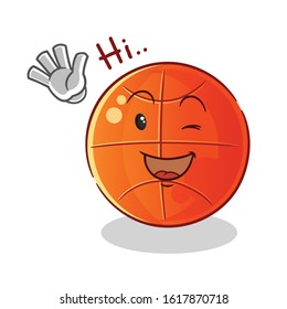 basket ball waving and smiling cartoon. cute chibi cartoon mascot vector