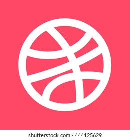 Basket Ball white icon on magenta color background. Eps-10.