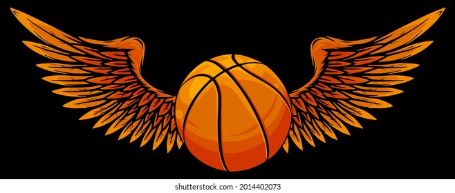 Basket Ball With Wings Vector Illustration Graphic