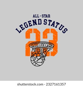 Basket ball,Brooklyn,Legend graphic t-shirt design, ball print, vector illustration. 