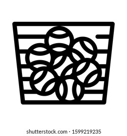 Basket With Balls Icon Vector. Outline Basket With Balls Sign. Isolated Contour Symbol Illustration