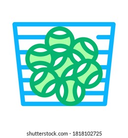 Basket With Balls Icon Vector. Outline Basket With Balls Sign. Isolated Contour Symbol Illustration