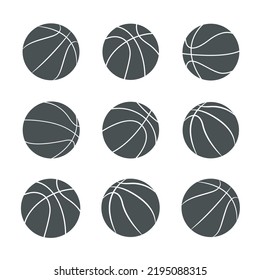 
Basket balls silhouettes collection. Basketball sport icon