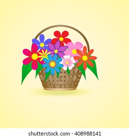 basket with beautiful flowers