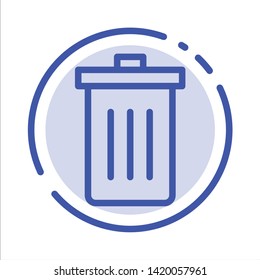 Basket, Been, Delete, Garbage, Trash Blue Dotted Line Line Icon