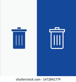 Basket, Been, Delete, Garbage, Trash Line and Glyph Solid icon Blue banner Line and Glyph Solid icon Blue banner