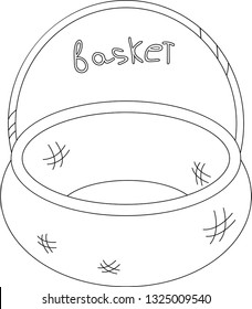 Basket black Contour object for child coloring book. Educational cards vector illustration