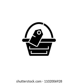 Basket black icon concept. Basket flat  vector symbol, sign, illustration.