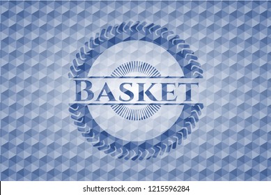 Basket blue hexagon badge.