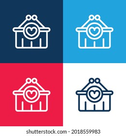 Basket blue and red four color minimal icon set