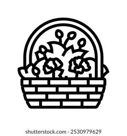 basket bouquet flower line icon vector. basket bouquet flower sign. isolated contour symbol black illustration