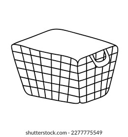 Cesta, caja para jardín, almacenamiento. Ilustración del contorno del vector