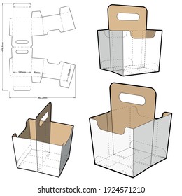 Basket Box Packaging With Handle and Die-cut Pattern. The .eps file is full scale and fully functional. Prepared for real cardboard production.