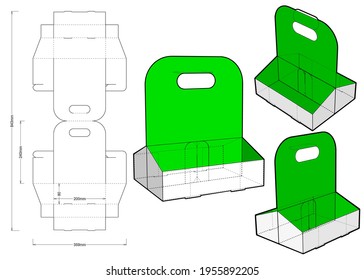 Basket Box Packaging With Handle and Die-cut Pattern. The .eps file is full scale and fully functional. Prepared for real cardboard production.