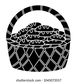Basket with breads icon