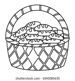 Basket with breads icon