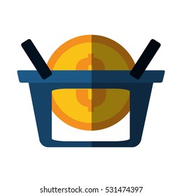 basket buy coin color shadow vector illustration eps 10