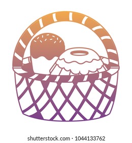 Basket with cakes icon