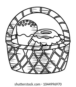 Basket with cakes icon