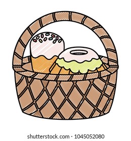 Basket with cakes icon