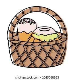Basket with cakes icon