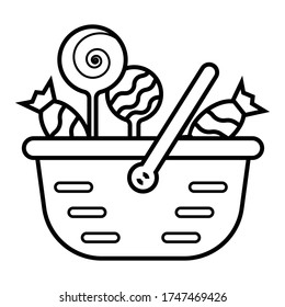 basket with candies icon vector