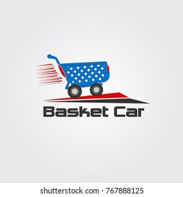 basket car logo vector for business