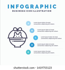 Basket, Cart, Baby, Nature Line icon with 5 steps presentation infographics Background