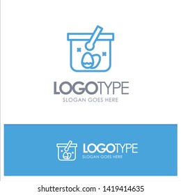 Basket, Cart, Egg, Easter Blue Outline Logo Place for Tagline