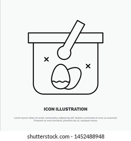 Basket, Cart, Egg, Easter Line Icon Vector