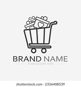 icono de cesta y carrito y logotipo diseño vectorial ilustración de la compra