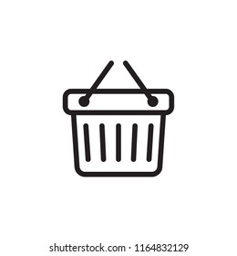 Basket, cart line flat vector icon for mobile application, button and website design. Illustration isolated on white background. EPS 10 web design, logo, app, infographic